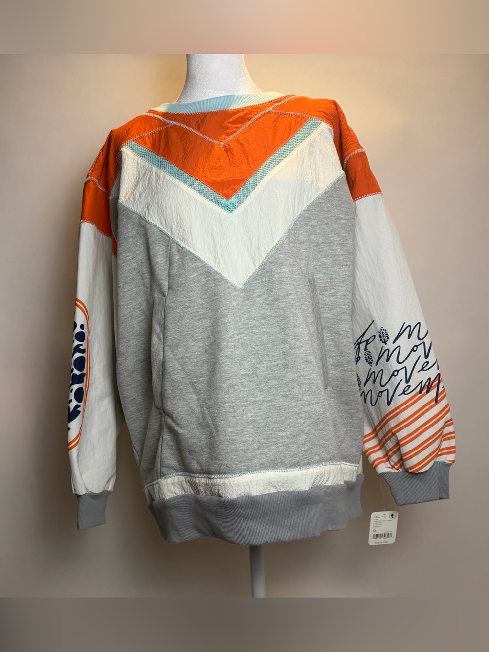 FP Movement by Free People Gray, Orange & Teal Colorblock Sweatshirt - Picture 6 of 16